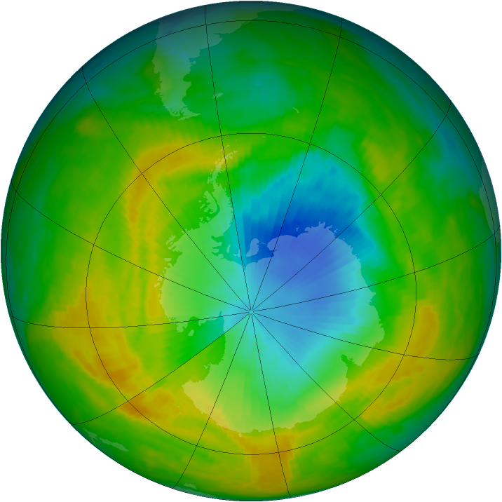 Antarctic ozone map for 20 November 1984